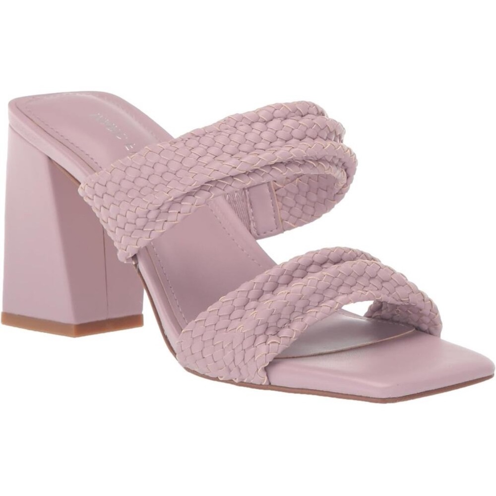 New! Marc Fisher Eloria Sandals Braided Double Strap Block Heel Light Pink 8.5